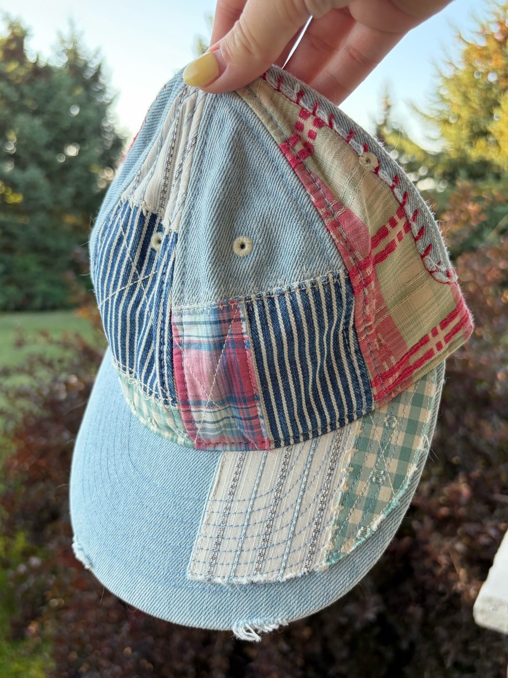 Polo Ralph Lauren polo country patchwork denim baseball cap plaid NWOT